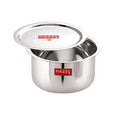 Stainless Steel Tope Patila With Lid Flat Bottom Boiling Vessels Bhagona Dekchi, 21 cm, 2300 ml