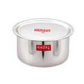 Stainless Steel Tope Patila With Lid Flat Bottom Boiling Vessels Bhagona Dekchi, 22.5 cm, 2900 ml