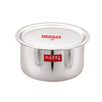 Stainless Steel Tope Patila With Lid Flat Bottom Boiling Vessels Bhagona Dekchi, 22.5 cm, 2900 ml