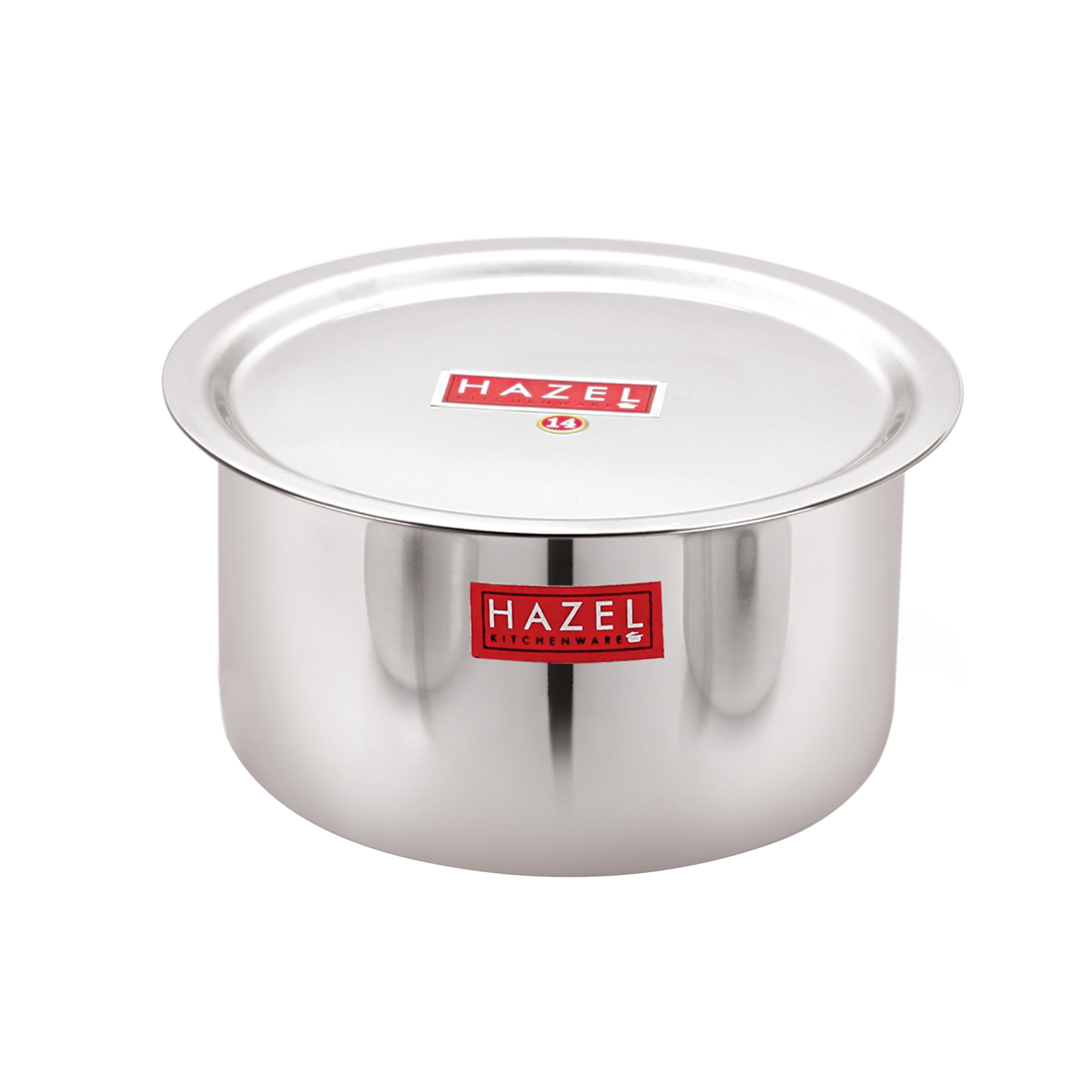 Stainless Steel Tope Patila With Lid Flat Bottom Boiling Vessels Bhagona Dekchi, 22.5 cm, 2900 ml