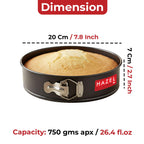 Aluminium Non Stick Springform Cake Mould with dimension labels.