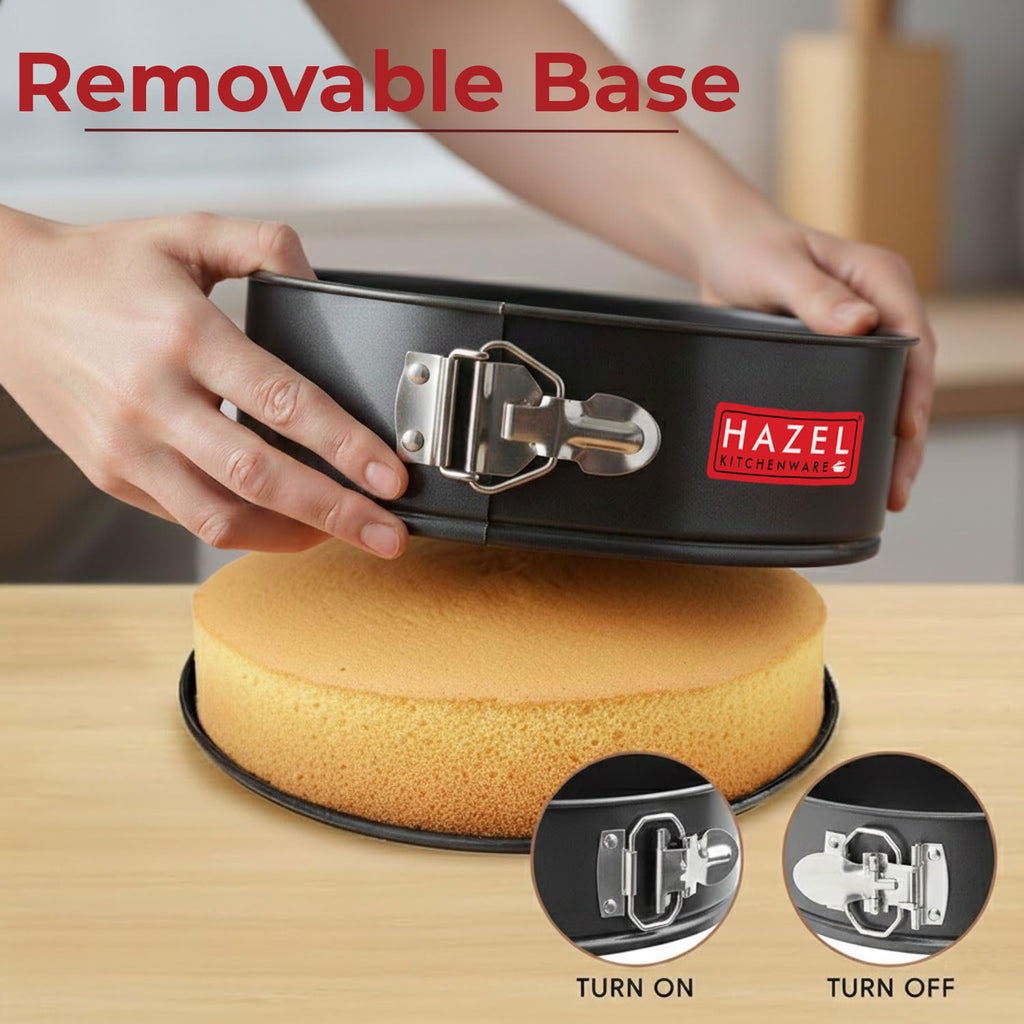 Aluminium Non Stick Springform Cake Mould with labelled details.