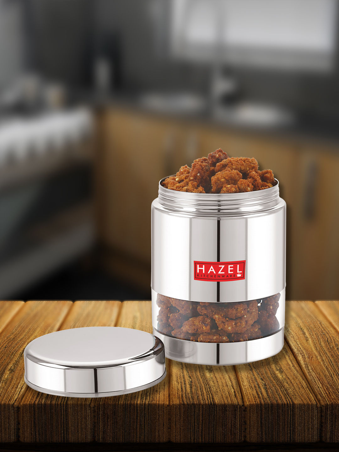 Stainless Steel See Through Glossy Finish Storage Container, Jar Dabba, 800 ml