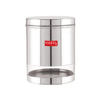 Stainless Steel See Through Glossy Finish Storage Jar Dabba, 2200 ml