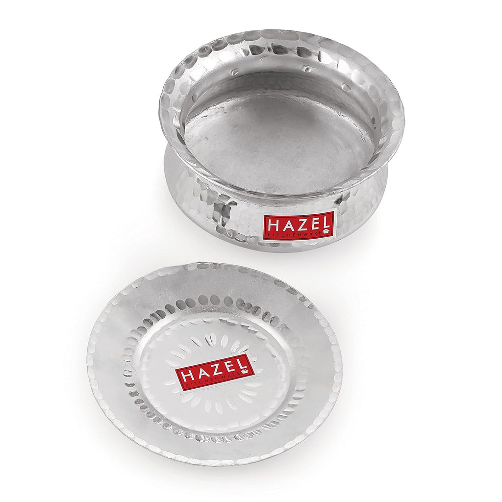Aluminium Hammered Finish Handi With Lid Biryani Rice Cooking Pot, 19 cm, 1300 ml