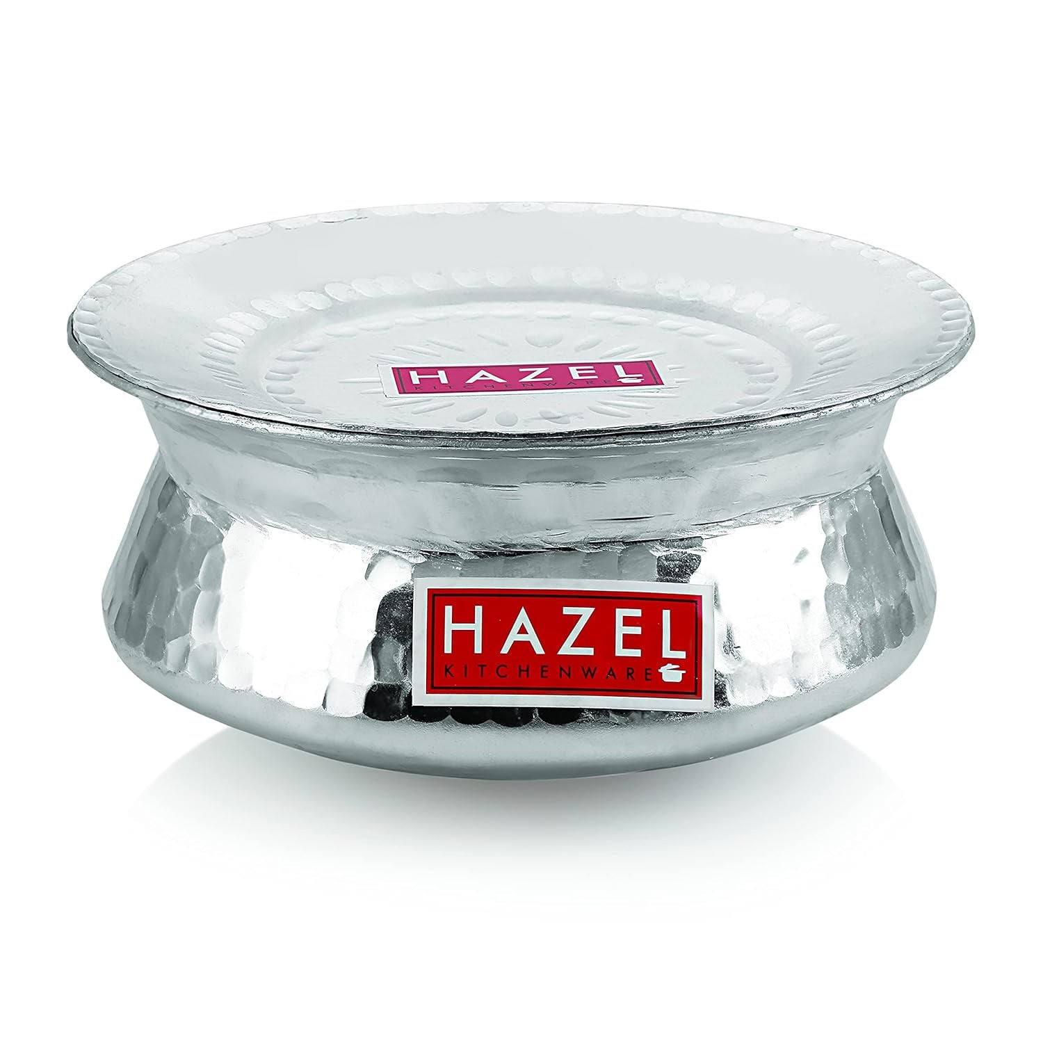 Aluminium Hammered Finish Handi With Lid Biryani Rice Cooking Pot, 19 cm, 1300 ml