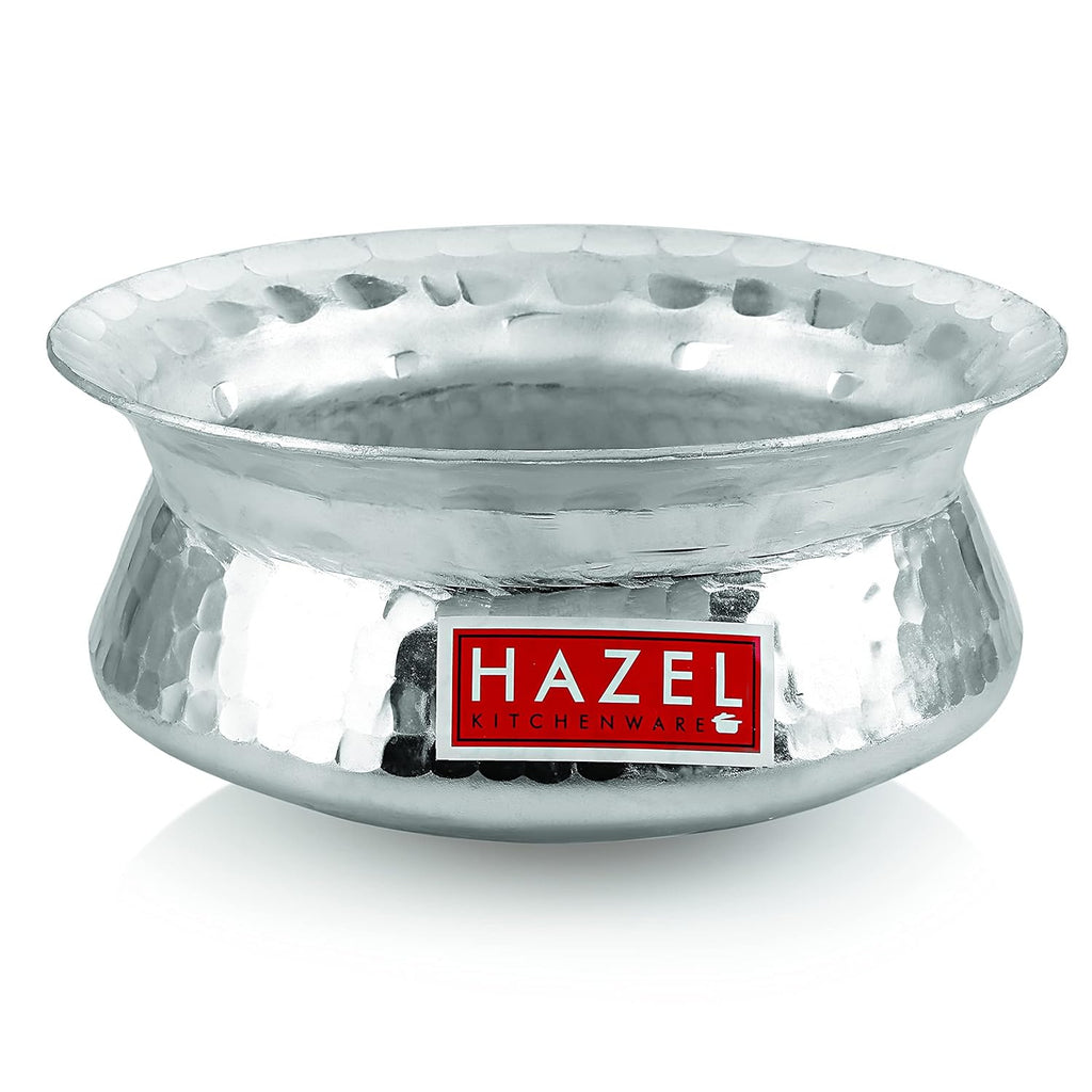 Aluminium Hammered Finish Handi With Lid Biryani Rice Cooking Pot, 19 cm, 1300 ml