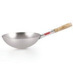 Steel Chinese Wok Kadhai with Wooden Handle, 2900 ml, 28.5 cm