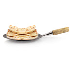 Iron Tawa With Wooden Handle Grip Loha Lokhand Pan Concave Tava for Roti Chapathi, 27 cm