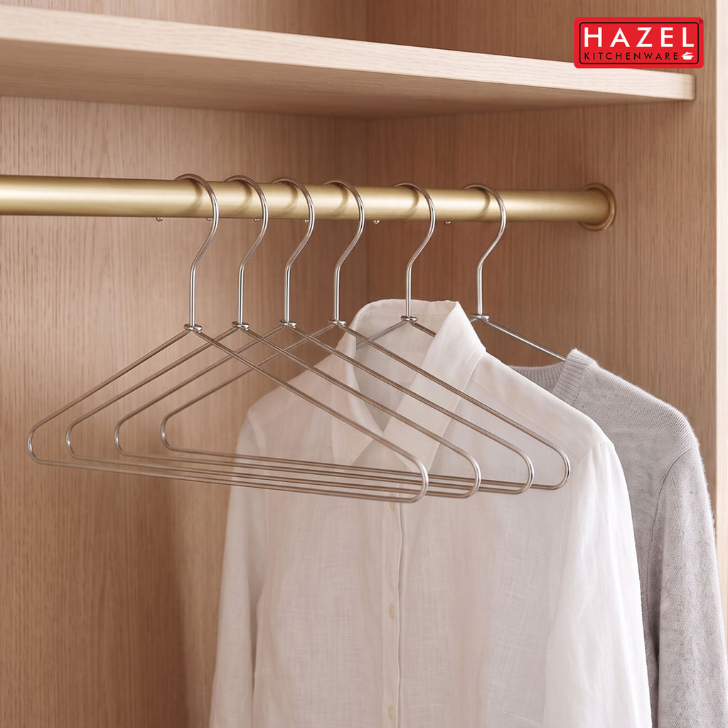 Stainless Steel Hangers, 6 Pcs, Durable Clothes Hangers