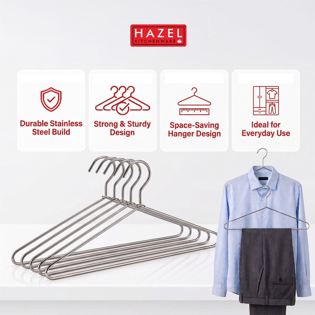 Stainless Steel Hangers, 6 Pcs, Durable Clothes Hangers