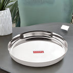 Stainless Steel Thali, Mirror Finish Dinner Plates, 28 cm, Set of 1