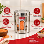 Steel Storage Container with Airtight Lid, Transparent, 1700 ML