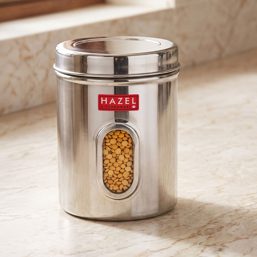 Steel Storage Container with Airtight Lid, Transparent, 2850 ML
