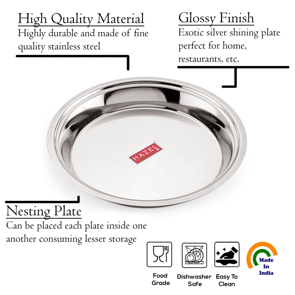 Stainless Steel Atta Parat 29 cm, 2L Dough Kneading Plate for Roti & Puri