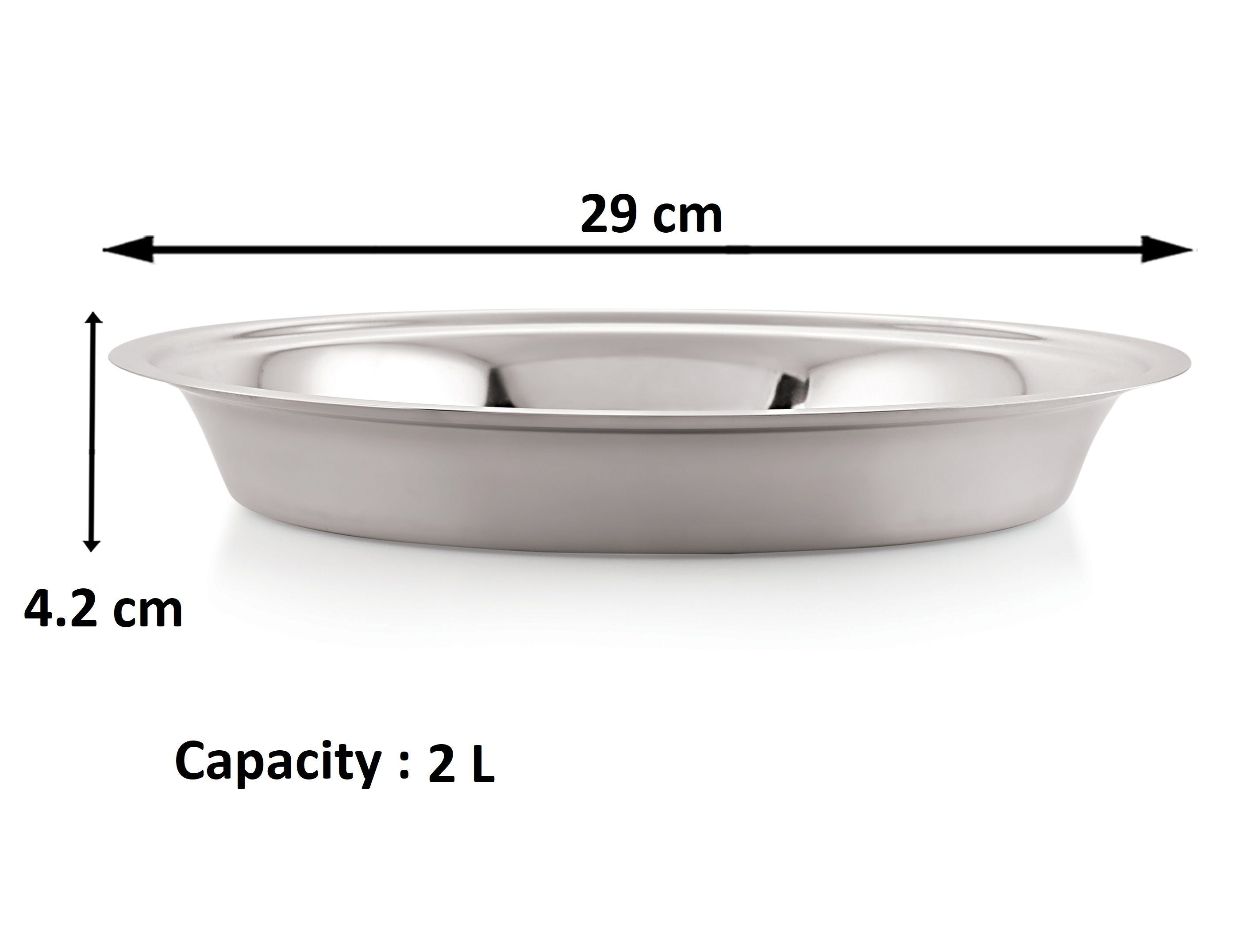 Stainless Steel Atta Parat 29 cm, 2L Dough Kneading Plate for Roti & Puri