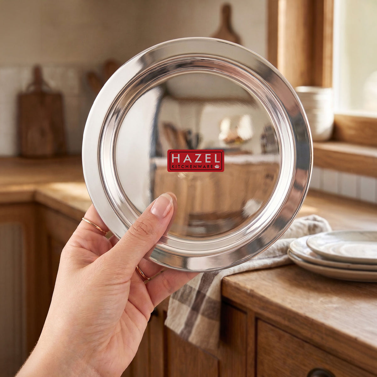 Stainless Steel Lid for Kadhai, Urli, Tope Cover, 16.9 Cm