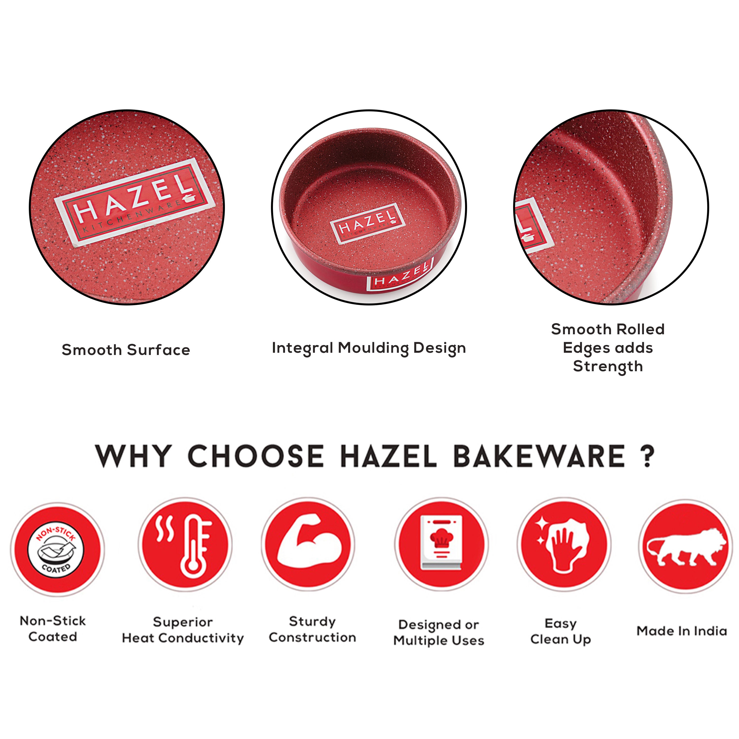 Aluminium Non Stick Cake Mould, Round Baking Tin, 6 Inch, Red