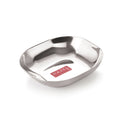 Stainless Steel Square Dessert Plate & Katori Set, 400 ml, Silver