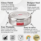 Stainless Steel Kitchen Storage Container, Round Steel Dabba, 400 ml