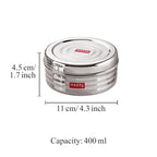 Stainless Steel Kitchen Storage Container, Round Steel Dabba, 400 ml