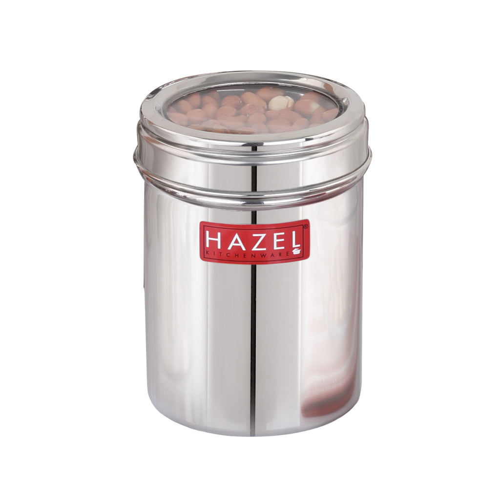 Stainless Steel Kitchen Container with Transparent Lid, 900 ML