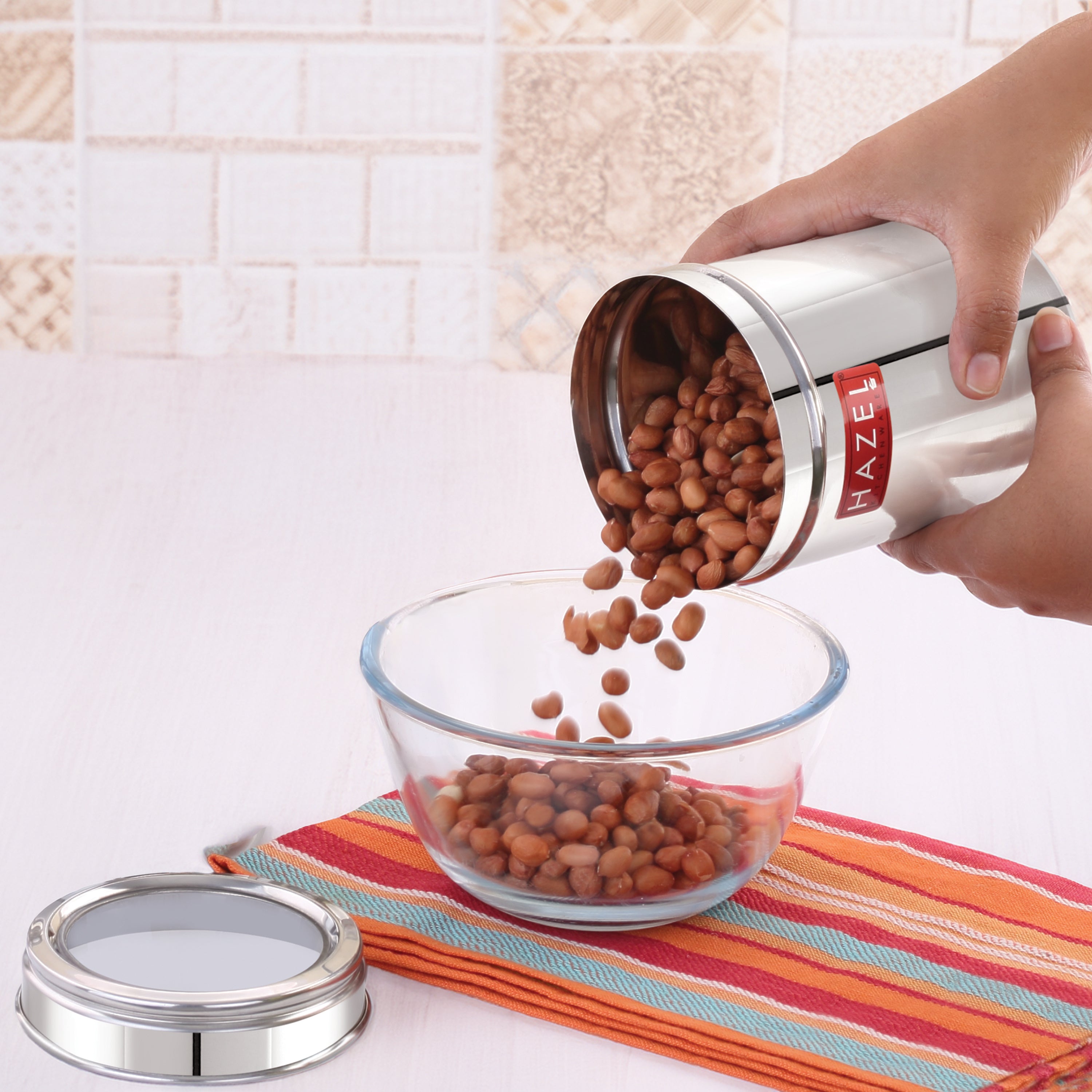 Stainless Steel Kitchen Container with Transparent Lid, 900 ML