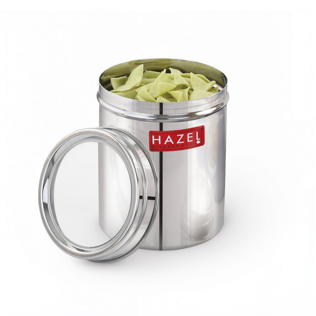 Stainless Steel Container with Transparent Lid, 1100 ml, Matt Finish Kitchen Storage Jar