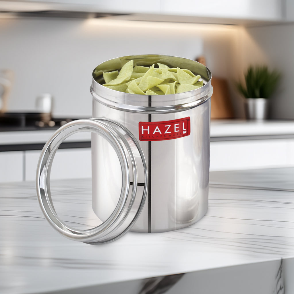 Stainless Steel Container with Transparent Lid, 1100 ml, Matt Finish Kitchen Storage Jar