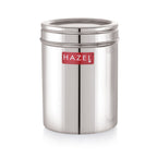 Stainless Steel Container with Transparent Lid, 1500 ml, Matt Finish Kitchen Storage Jar