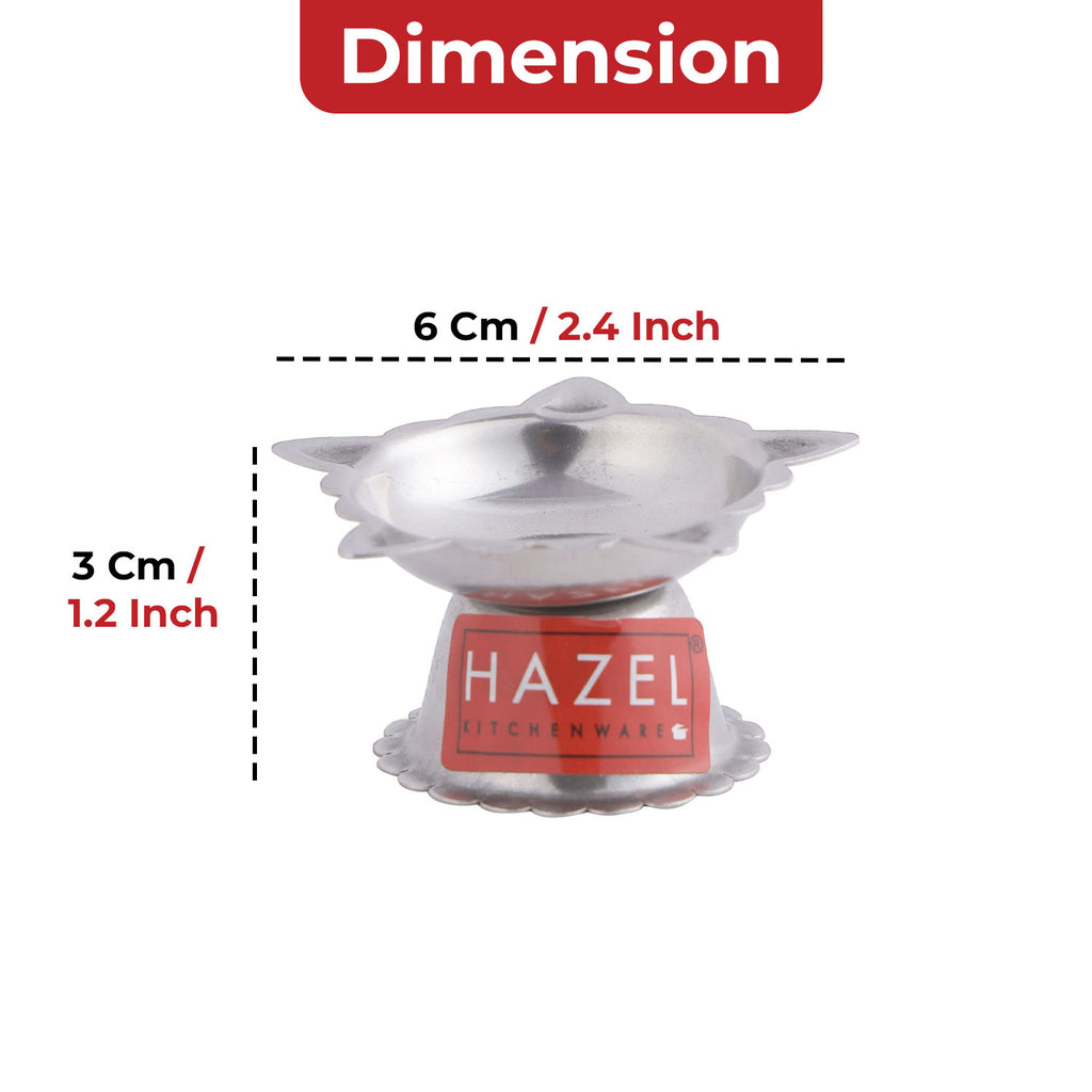Panchwati Stainless Steel Diya, 5 Wati (6 × 3 cm)