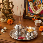 Stainless Steel Diya with Agarbatti Stand, 9 × 4 cm