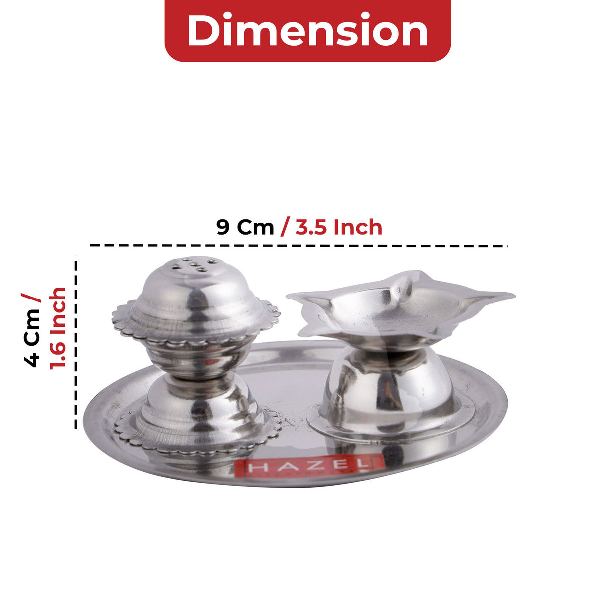 Stainless Steel Diya with Agarbatti Stand, 9 × 4 cm