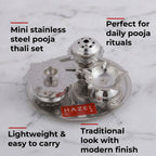 Stainless Steel Diya with Agarbatti Stand & Kumkum Box, 10 × 4.5 cm