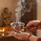 Stainless Steel Dhoop Dani with Handle, 11 × 6.5 cm