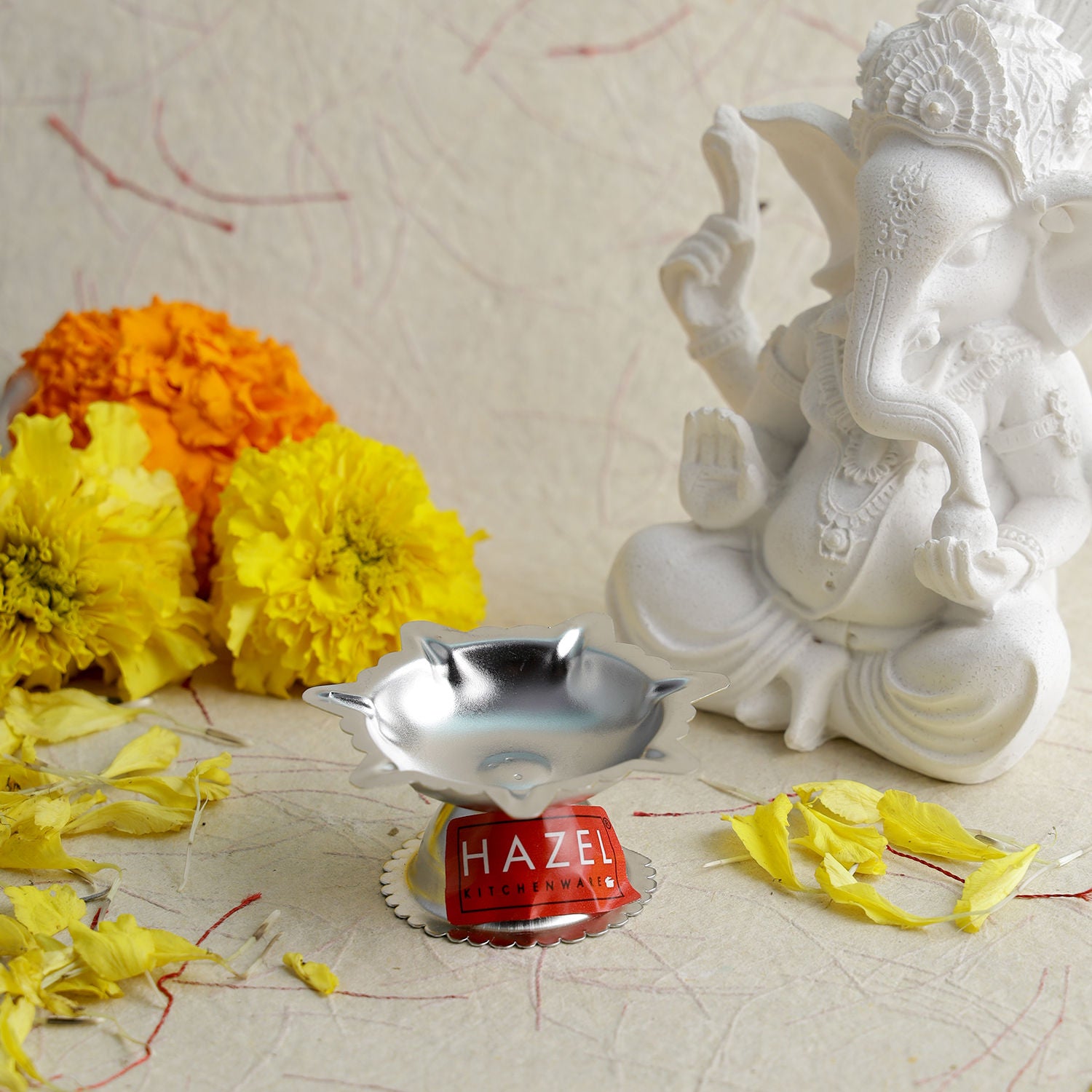 Stainless Steel 7 Wati Puja Diya, Saptawati Deepak, 5 x 3 cm