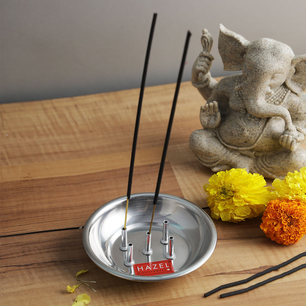 Agarbatti Stand with Ash Catcher With 5 Holes, (11 x 2 cm)