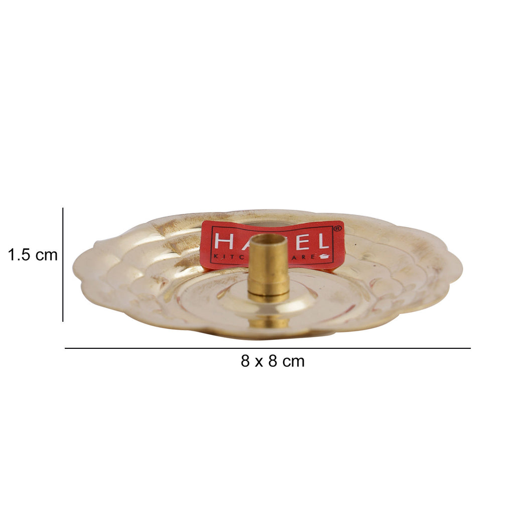 Brass Dhoop Stand for Puja, Incense Stick Holder with Ash Catcher, 8 cm