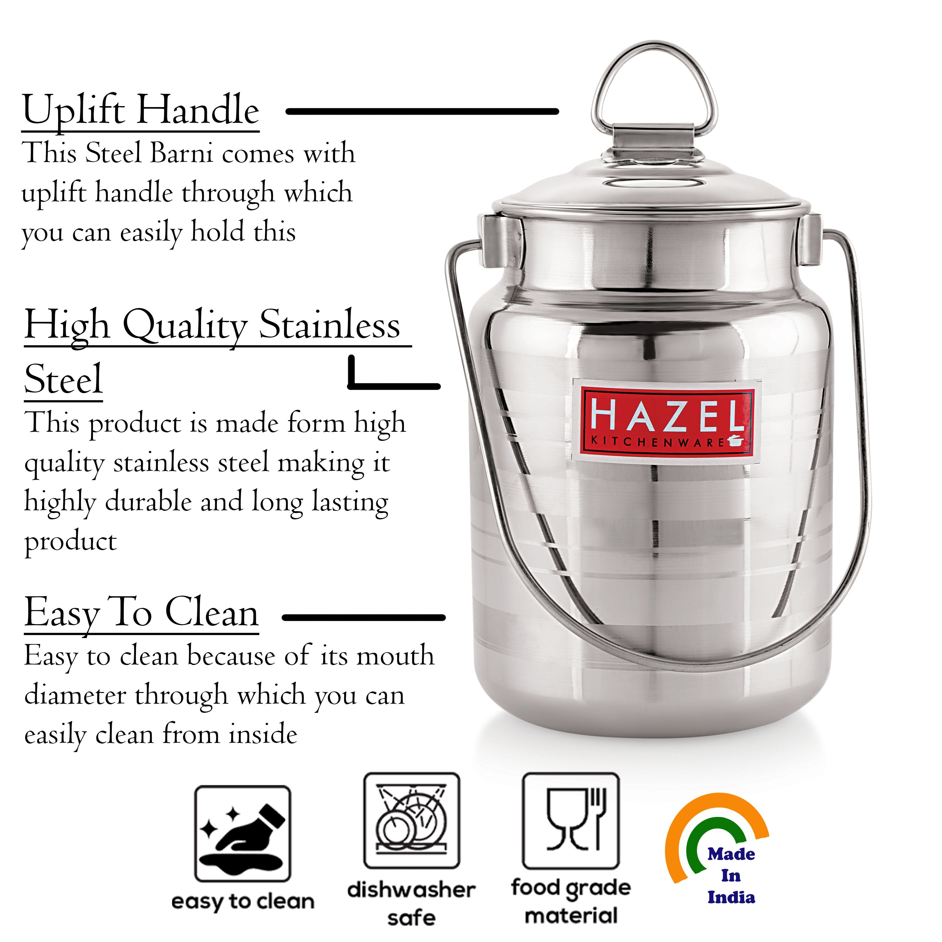 Stainless Steel Multipurpose Oil Ghee Milk Container, 5000 ml, Silver