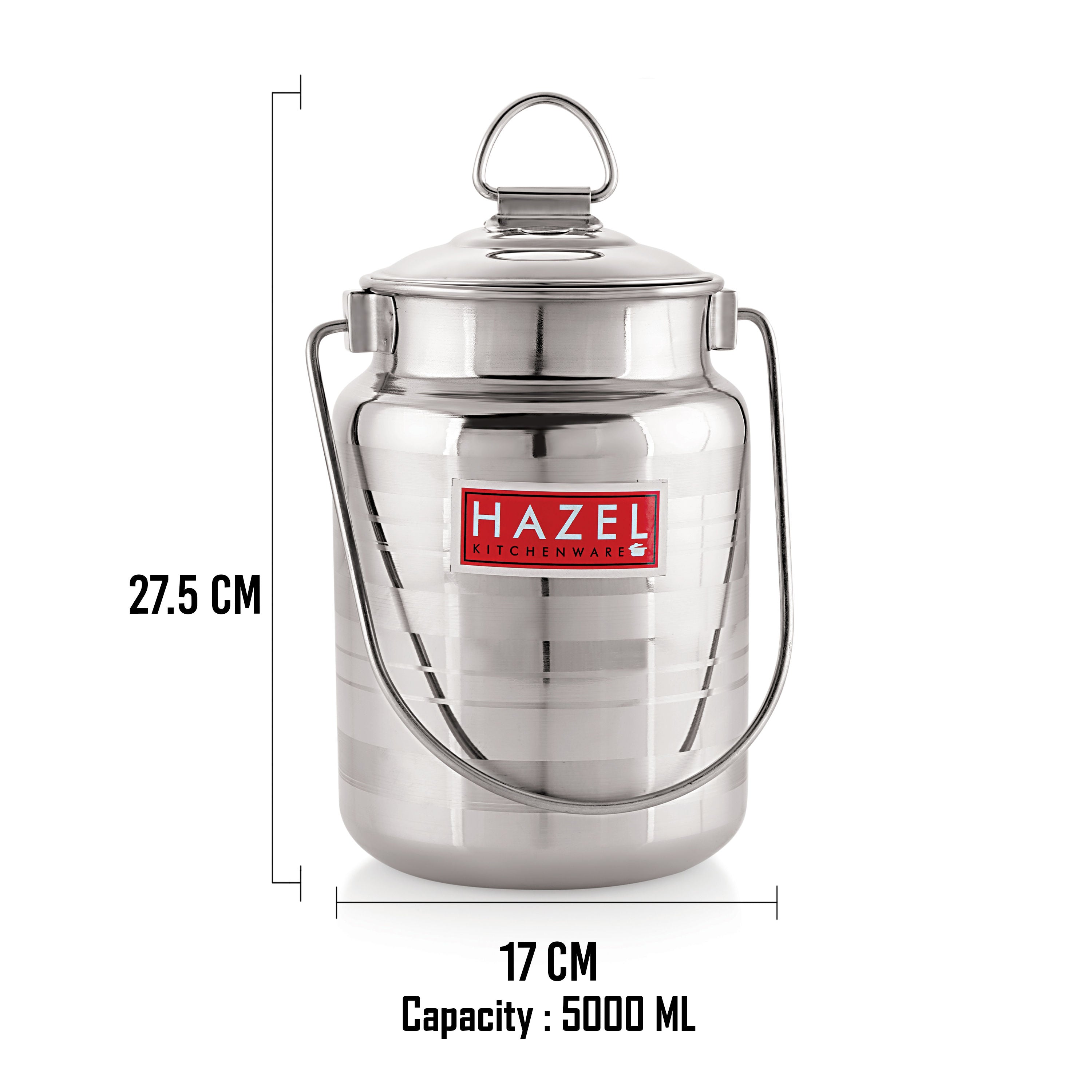 Stainless Steel Multipurpose Oil Ghee Milk Container, 5000 ml, Silver