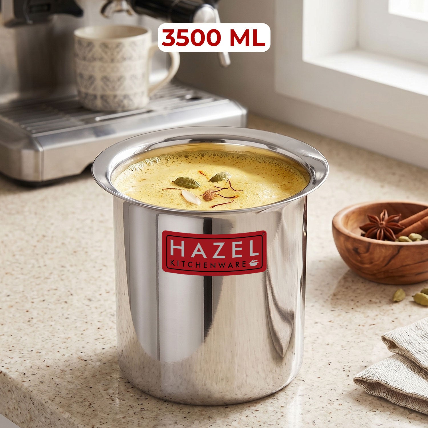 Stainless Steel Milk Pot Gunj with Lid, Durable Multipurpose Cooking Vessel