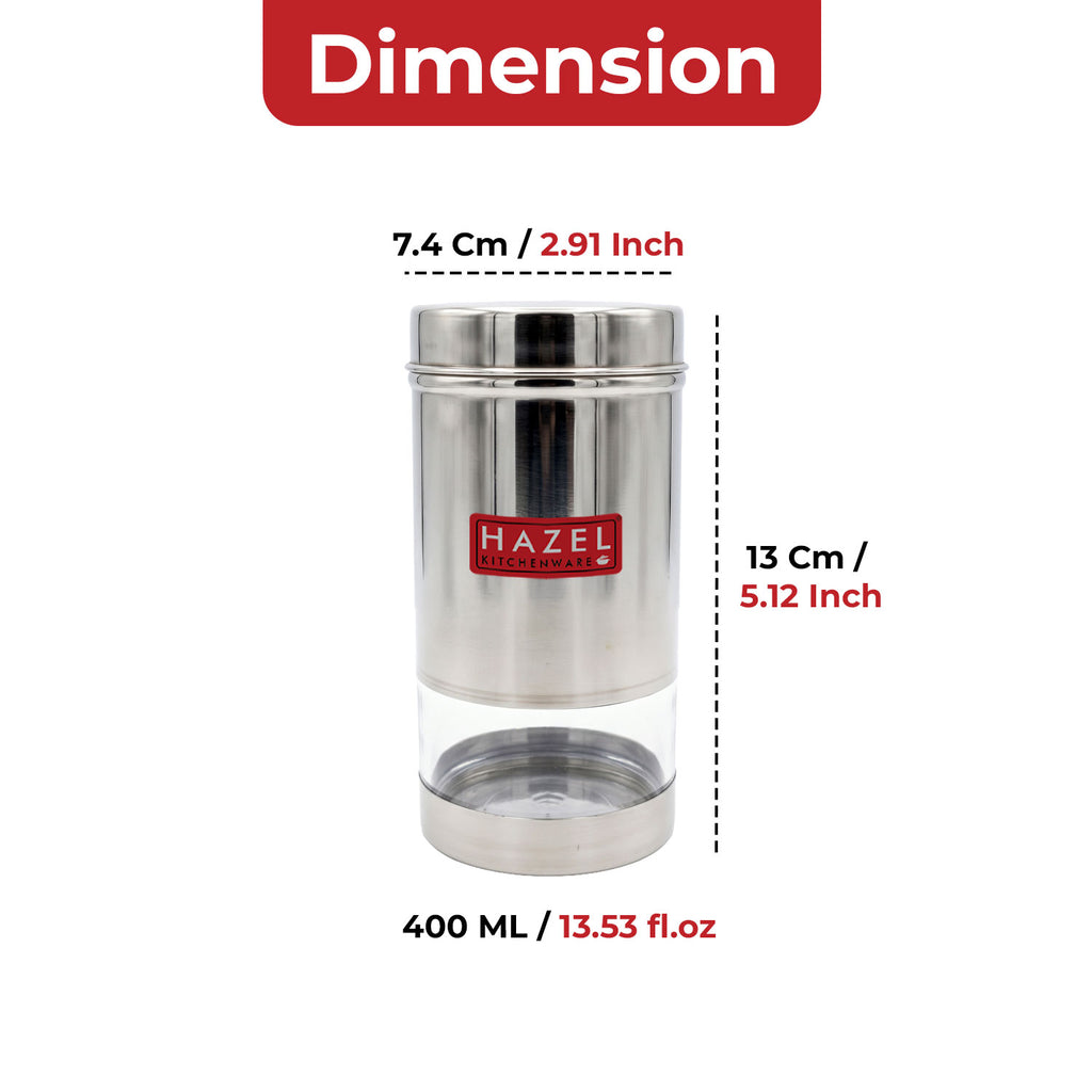 Stainless Steel Airtight Storage Container, See-Through, 400 ML