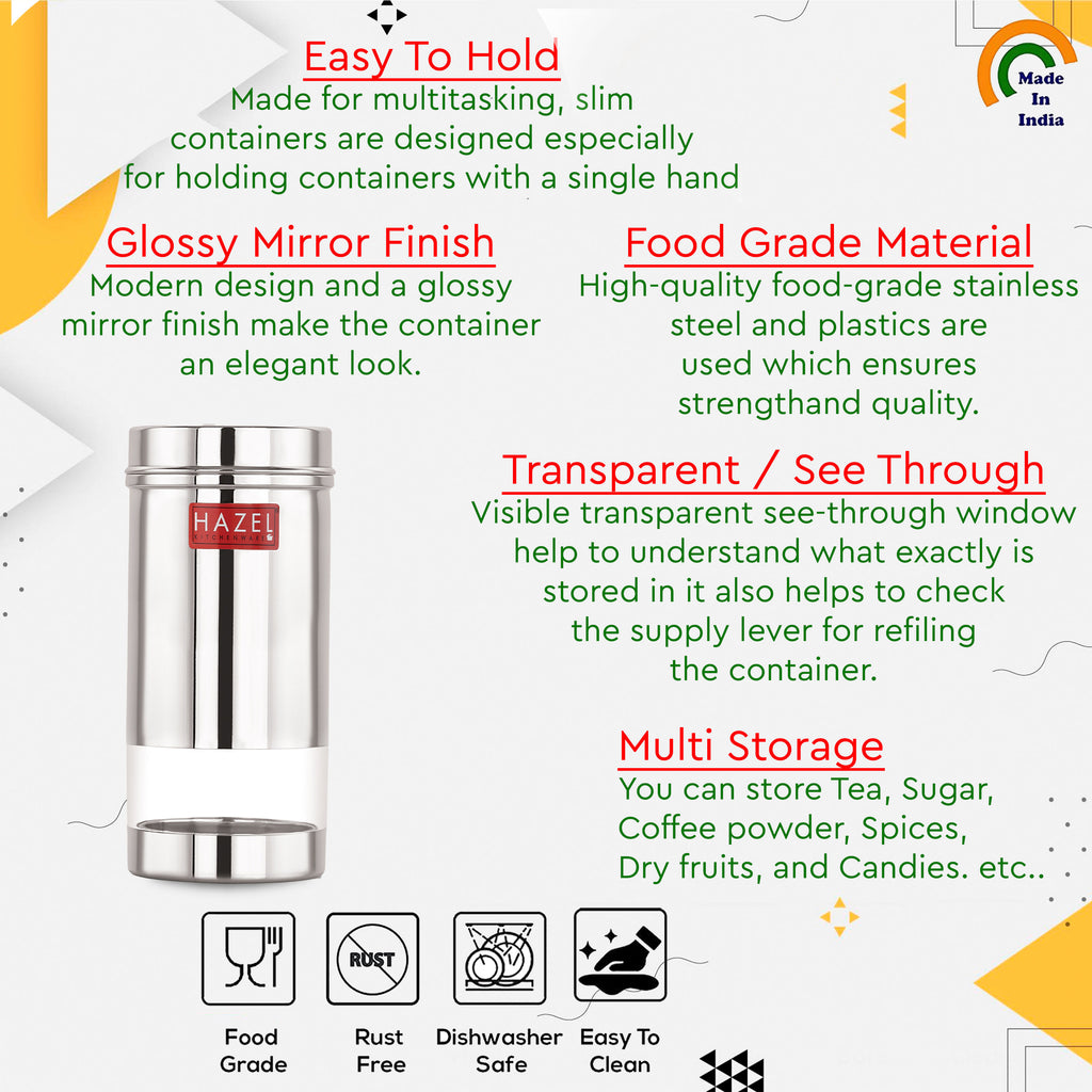 Stainless Steel See Through Storage Container 500 ml, Fridge Kitchen Box