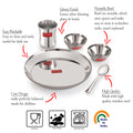 Stainless Steel Kids Dinner Set, Baby Plate, Bowl, Glass & Spoon