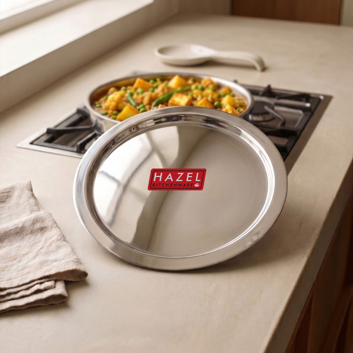 Stainless Steel Lid for Kadhai, Urli, Tope Cover, 24.7 Cm