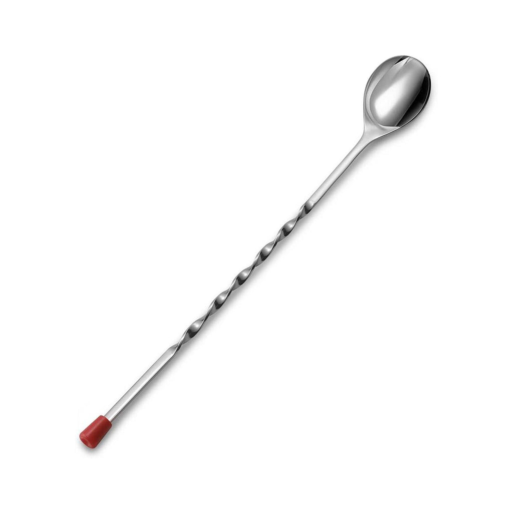 Stainless Steel Bar Spoon, Twisted Cocktail Stirrer with Red Knob