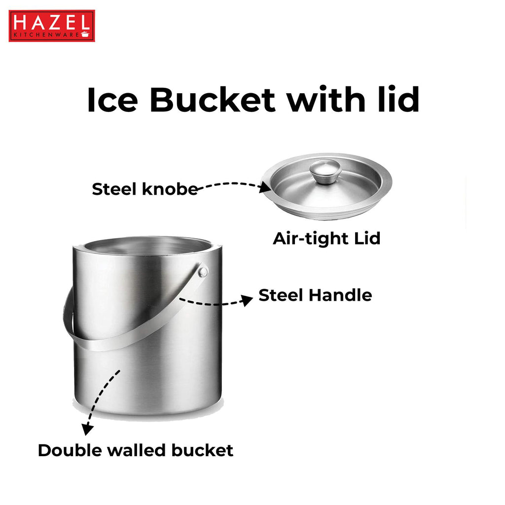 Stainless Steel Ice Bucket with Handle, Beer & Wine Chiller, 1100 ml