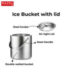 Stainless Steel Ice Bucket with Handle, Beer & Wine Chiller, 1100 ml