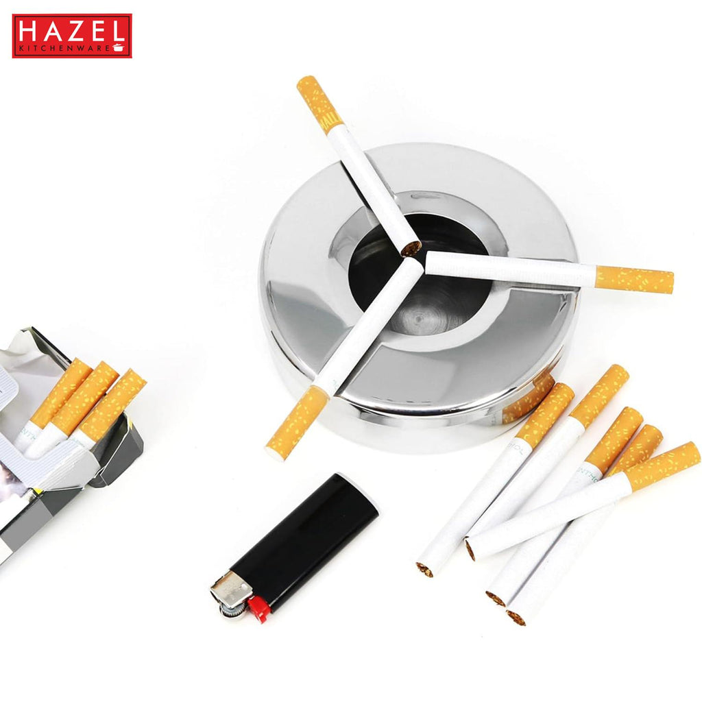Stainless Steel Ashtray with Lid, Windproof Cigarette Ash Tray