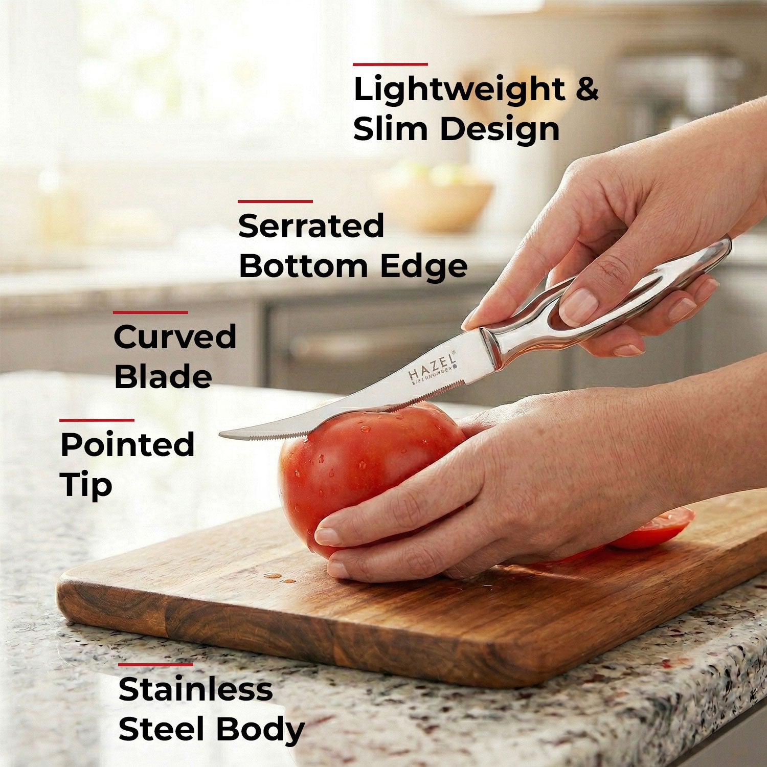Stainless Steel Tomato Knife, Sharp Serrated Edges